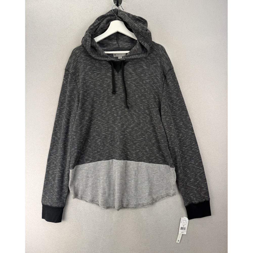 Charles & A Half Men's XL Waffle Knit Hoodie Black Gray Colorblock NWT